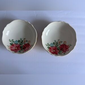 Set of 2 The Pioneer Woman Yellow Hyacinth Floral Scalloped Stoneware Bowl